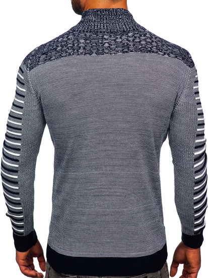 Men's Stand Up Sweater Navy Blue Bolf 1028