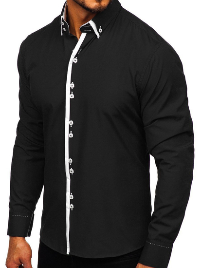 Men's Elegant Long Sleeve Shirt Black Bolf 1721-1