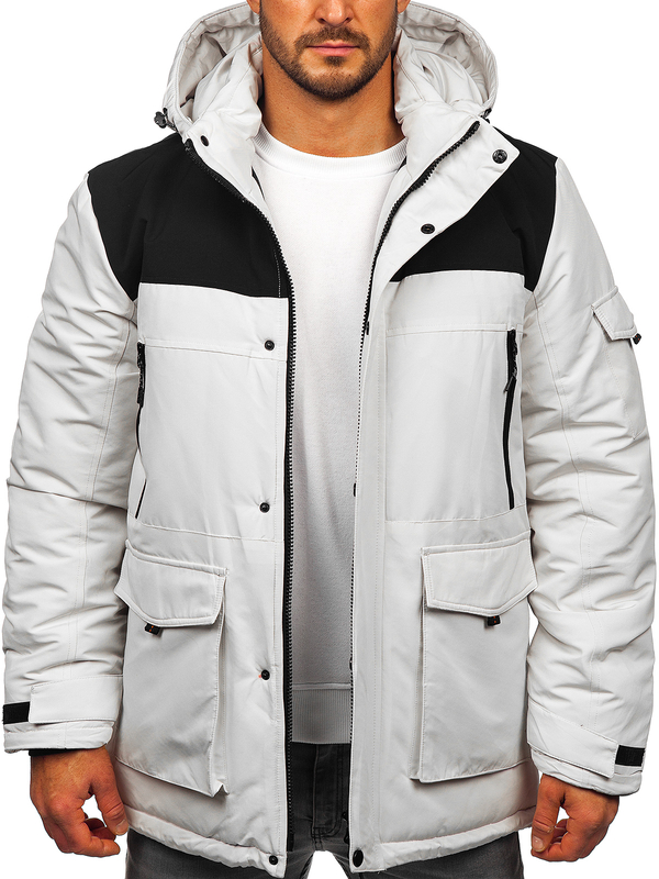 Men's Winter Jacket with hood Light Beige Bolf 22M322