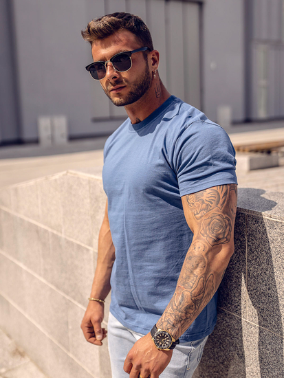 Men's Basic Cotton T-shirt Blue Bolf 192397A