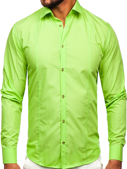 Men’s Elegant Long Sleeve Shirt Celadon Bolf 6944