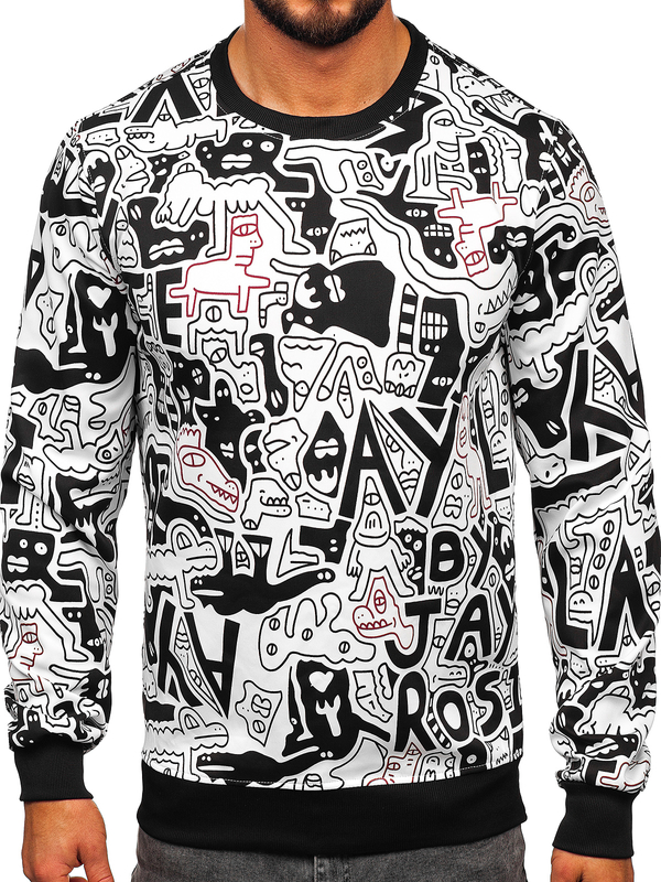 Men's Printed Sweatshirt Black-White Bolf 8B1133