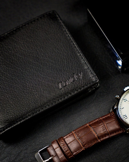 Men's Leather Wallet Black 12229