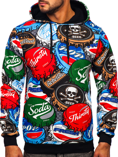 Men's Printed Hoodie Multicolor Bolf 141031