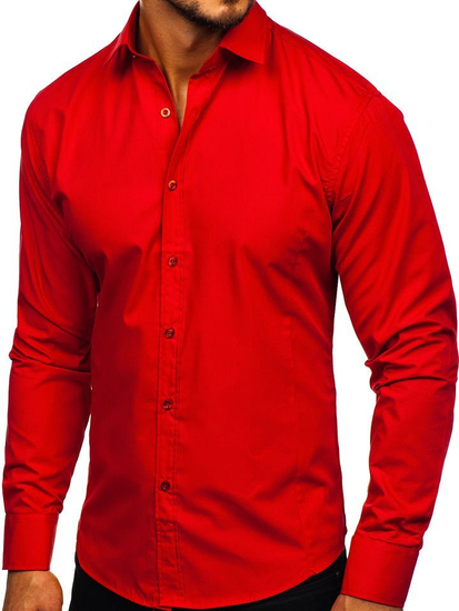 Men’s Elegant Long Sleeve Shirt Red Bolf 1703