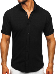 Men’s Short Sleeve Muslin Shirt Black Bolf 2013