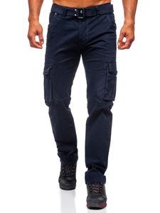 Men's Cargo Pants with Belt Navy Blue Bolf 1672