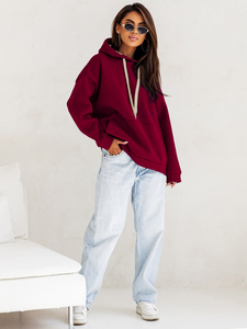 Women's Warm Kangaroo Hoodie Claret Bolf 82131
