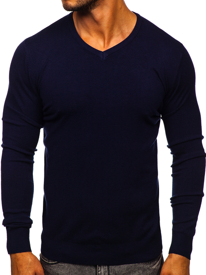 Men’s V-neck Sweater Navy blue Bolf YY03
