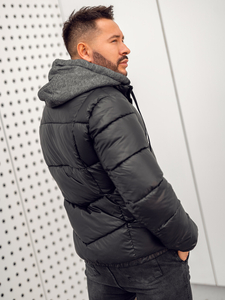 Men's Quilted Winter Jacket Black Bolf B2906A
