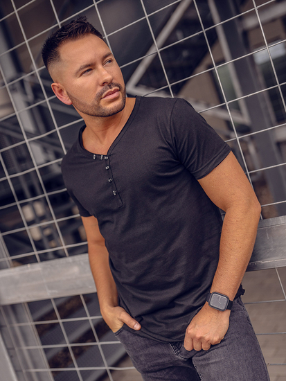 Men’s Basic V-neck T-shirt Black Bolf 4049A