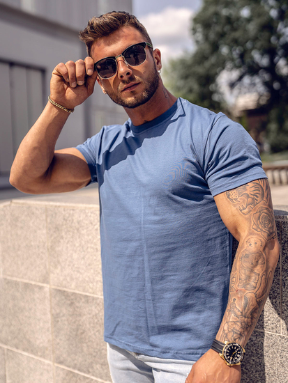 Men's Basic Cotton T-shirt Blue Bolf 192397A