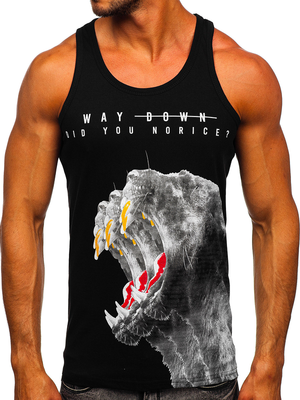 Men's Printed Boxer Tank Top Black Bolf 14836