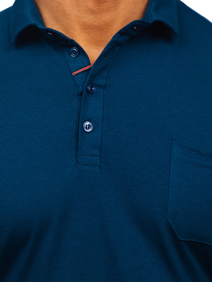 Men’s Long Sleeve Cotton Polo Shirt Navy Blue Bolf 5120