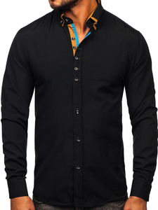 Men's Elegant Long Sleeve Shirt Black Bolf 3708-1
