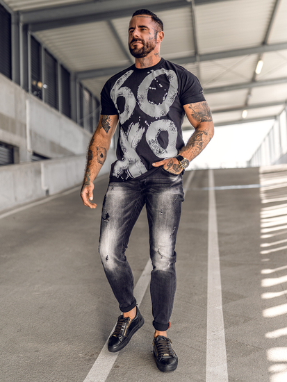 Men's Printed T-shirt Black Bolf 0303A