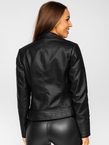 Women's Leather Biker Jacket Black Bolf 11Z8030