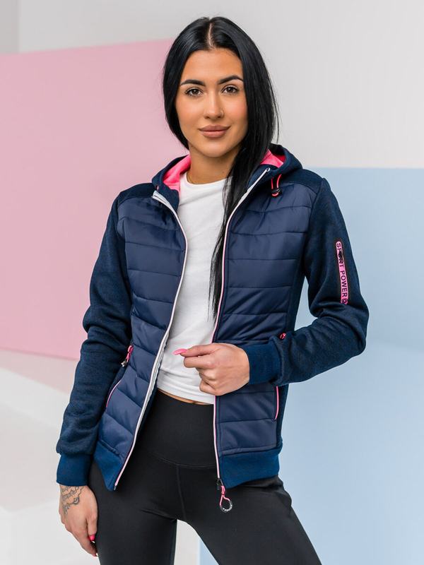Women's Lightweight Quilted Jacket with hood Navy blue Bolf KSW4001