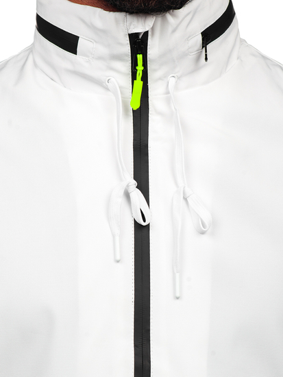 Men's Lightweight Jacket with hidden Hood White Bolf 5M3105