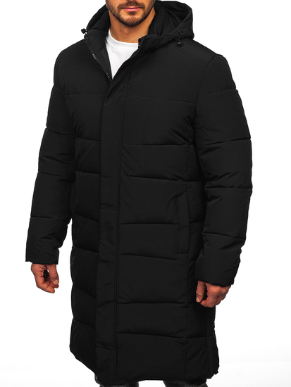 Men’s Longline Quilted Winter Jacket Black Bolf 31M5009