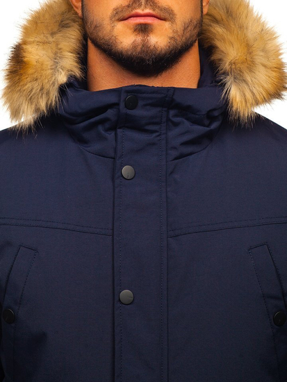 Men's Winter Parka Jacket Navy Blue Bolf 1972