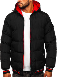 Men's Quilted Reversible Winter Jacket Black-Red Bolf 7410