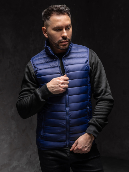 Men's Quilted Gilet Navy Blue Bolf LY32
