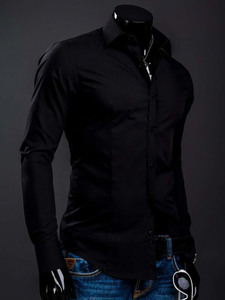 Men’s Elegant Long Sleeve Shirt Black Bolf 1703A