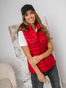 Women's Quilted Gilet with hood Red Bolf 16M9139