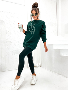 Women's Warm Printed Sweatshirt Bottle Green Bolf VE77