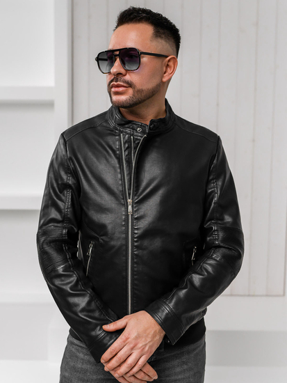 Men's Leather Jacket Black Bolf 1073