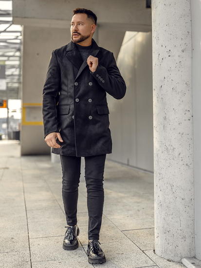 Men’s Longline Double-breasted Winter Coat Black Bolf 79B3A2-073