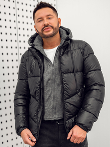 Men's Quilted Winter Jacket Black Bolf B2906A