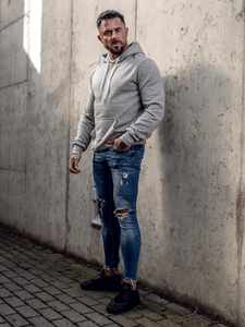 Men's Kangaroo Hoodie Grey Bolf MB001A