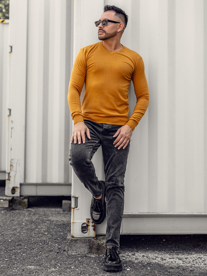 Men’s V-neck Sweater Camel Bolf YY03