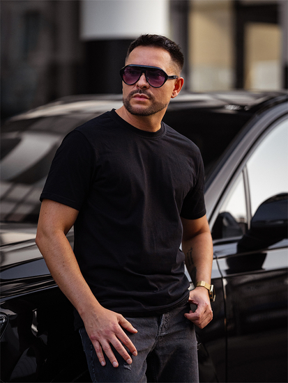 Men's Basic Cotton T-shirt Black Bolf 14291