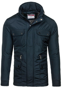 Men's Elegant Winter Jacket Navy Blue Bolf 1668