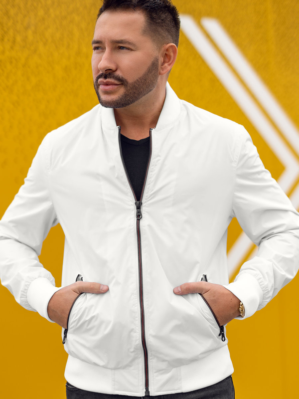 Men's Lightweight Bomber Jacket White Bolf 7116A