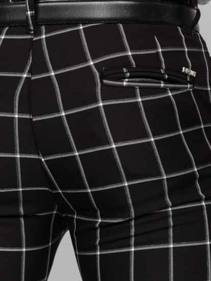 Men's Cotton Checkered Chinos Black Bolf 0046