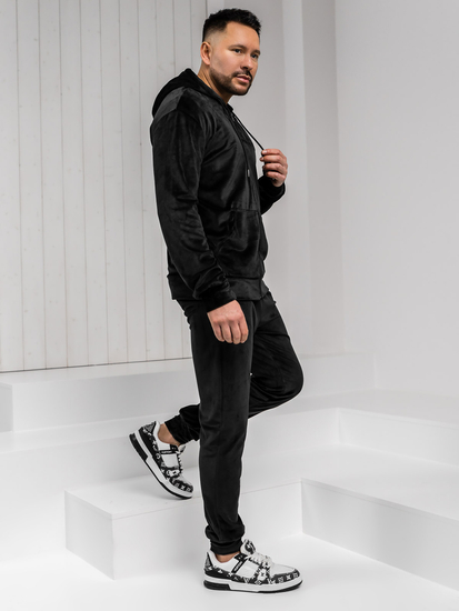 Men’s Velour Sport Outfit with hood Black Bolf 8C1538A1