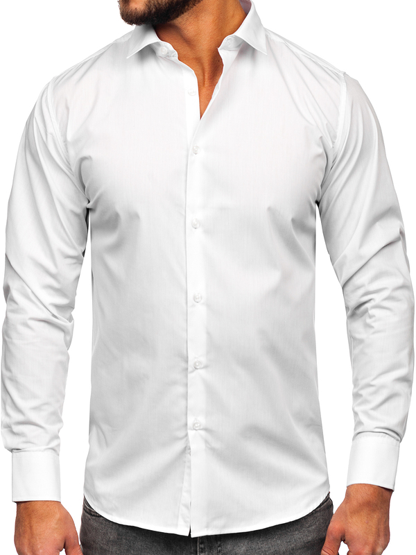 Men's Elegant Slim Fit Long Sleeve Shirt White Bolf MS13