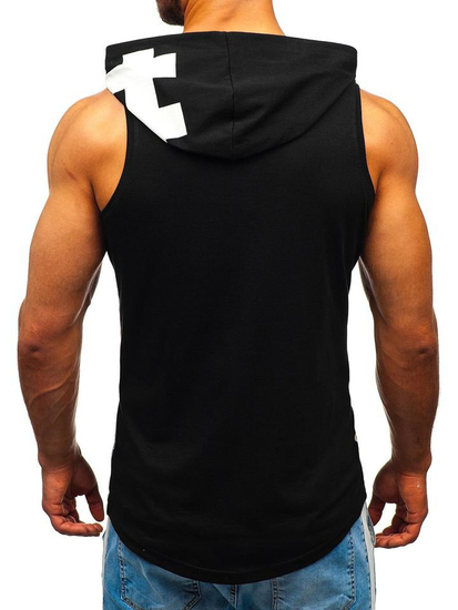 Men’s Printed Tank Top with hood Black Bolf 1285