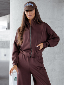 Women’s 2-piece Zip Butter Sport Outfit Chocolate Bolf 821109