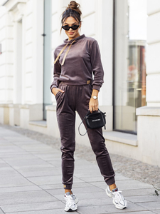 Women's 2-Piece Velour Tracksuit Graphite Bolf 637