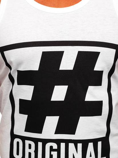 Men's Printed Boxer Tank Top White Bolf 14834