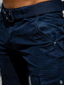 Men's Cargo Pants with Belt Navy Blue Bolf 1672