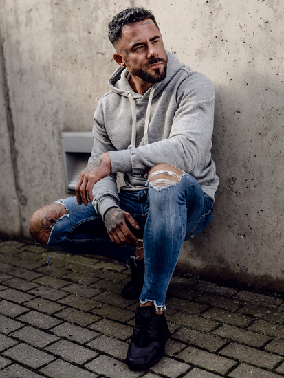 Men's Kangaroo Hoodie Grey Bolf MB001A