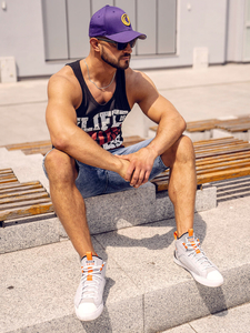 Men's Printed Boxer Tank Top Black Bolf 14832A