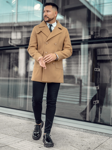 Men’s Short Double-breasted Winter Coat Camel Bolf 11Z8215A