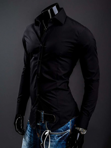 Men’s Elegant Long Sleeve Shirt Black Bolf 1703A